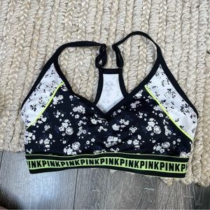 Victoria’s Secret sports bra lightly lined floral neon size small